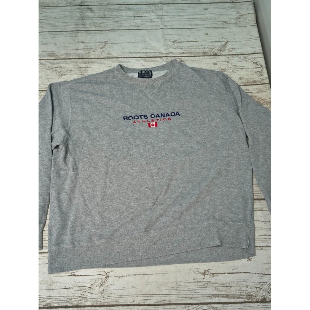 Vintage Roots Athletics Made in Canada Light Grey Crewneck Sweater Size XL